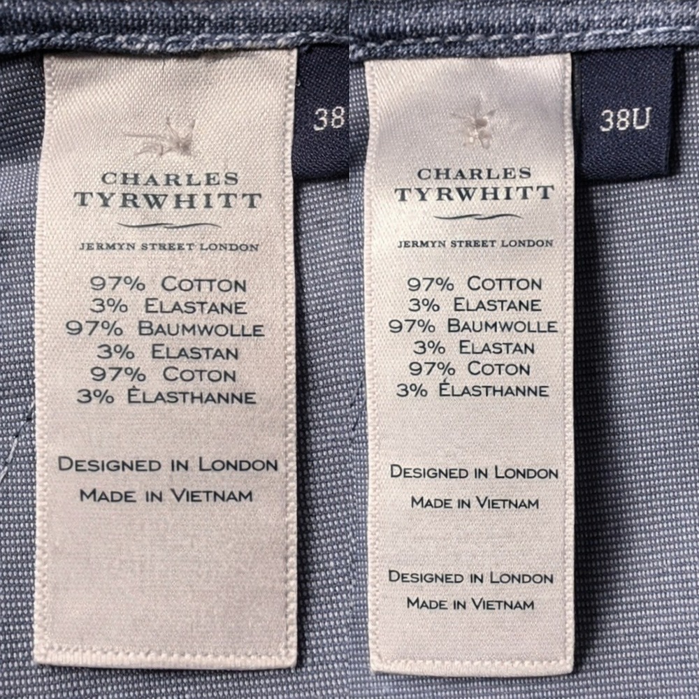 Lot of 2 Pairs Charles Tyrwhitt Stretch Chino Pants 38 Green Terra Cotta Cotton - Picture 5 of 14